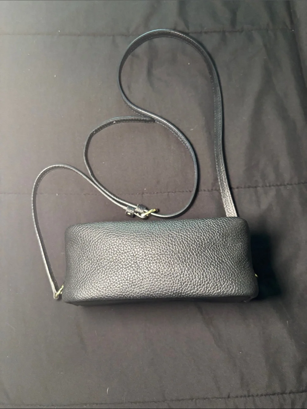 Tory Burch Black Pebbled Leather Crossbody with Embossed Logo